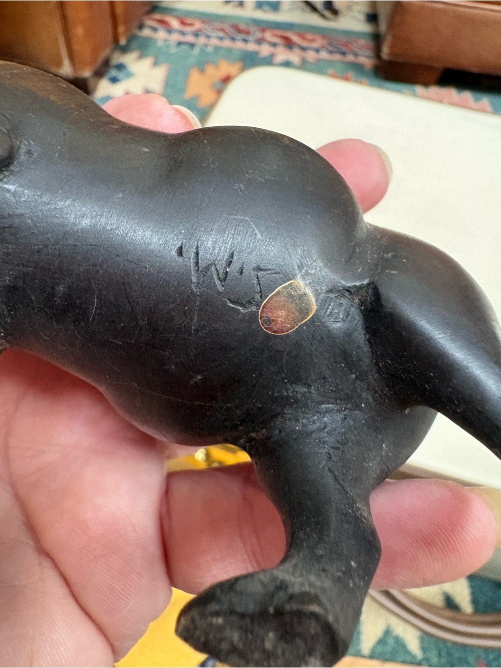 Vintage Handcarved Wooden Hippo Figurine Wood carving House Hipppotamus - Picture 12 of 12